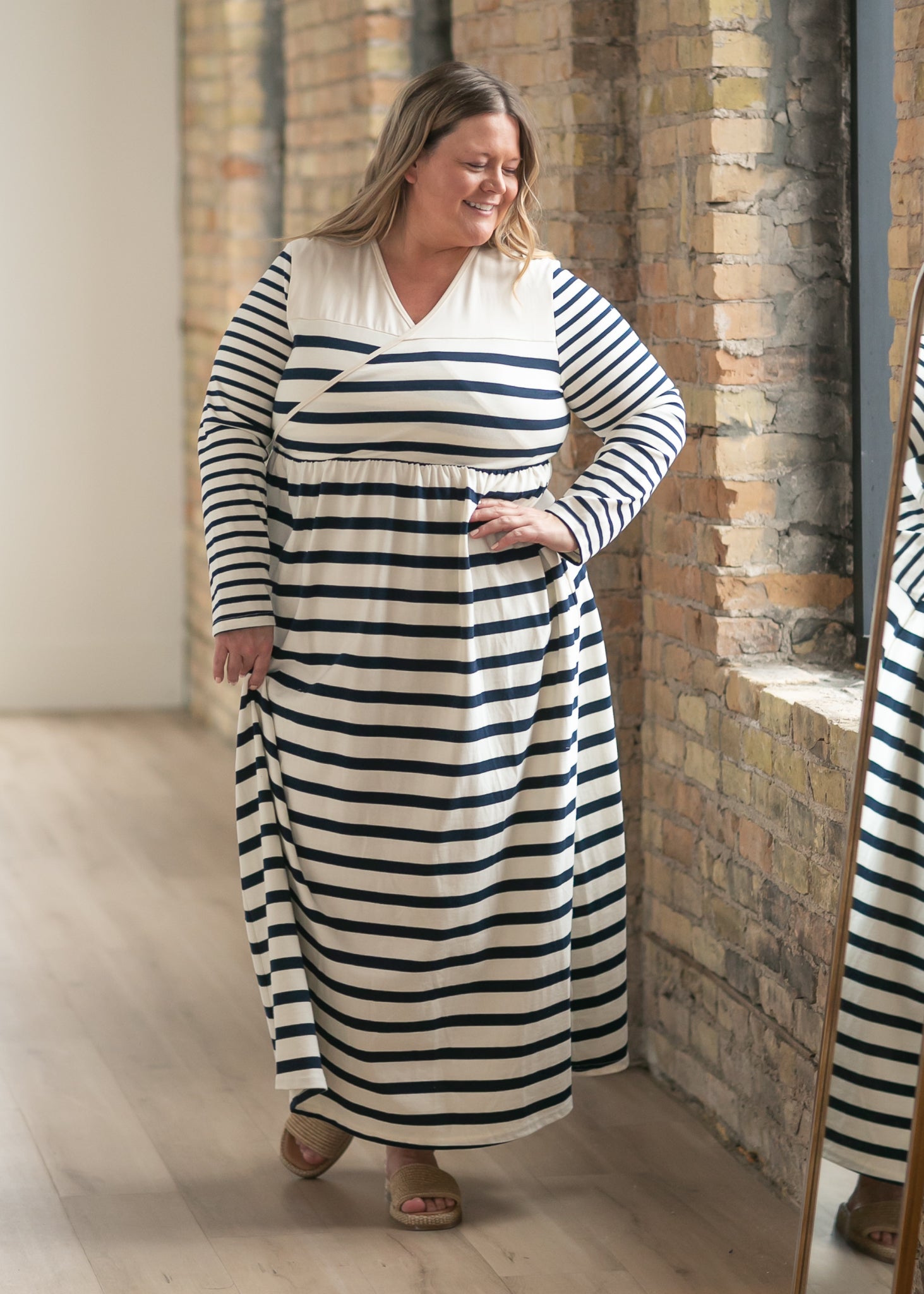 Inherit Co. Celeste Striped Knit Maxi Dress — detail close-up
