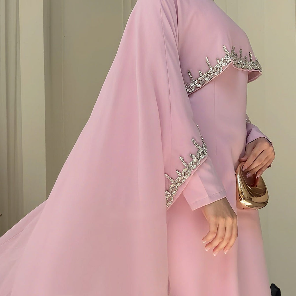 Mariam's Collection Celestial Rhinestone Cape Abaya | Luxury 2-Piece Set (MA251) — lifestyle worn / used context