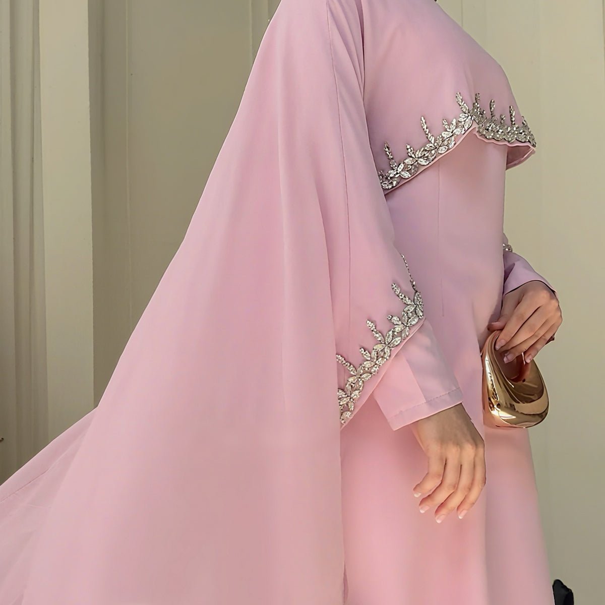 Mariam's Collection Celestial Rhinestone Cape Abaya | Luxury 2-Piece Set (MA251) — lifestyle worn / used context