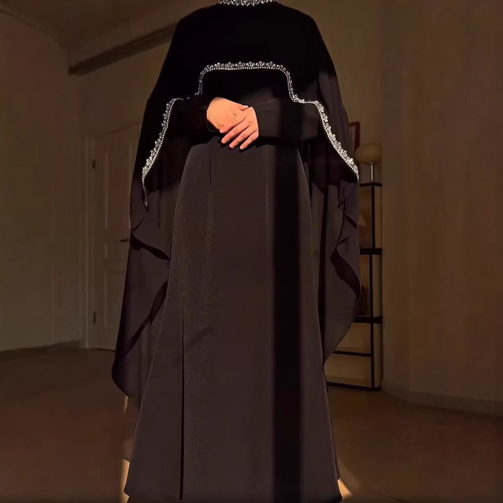Mariam's Collection Celestial Rhinestone Cape Abaya | Luxury 2-Piece Set (MA251) — detail shot 8