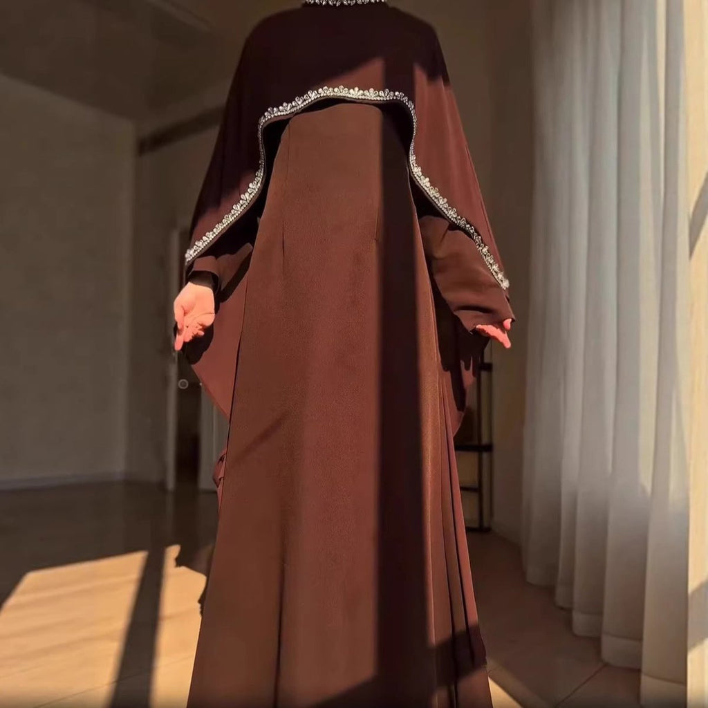 Mariam's Collection Celestial Rhinestone Cape Abaya | Luxury 2-Piece Set (MA251) — detail shot 9