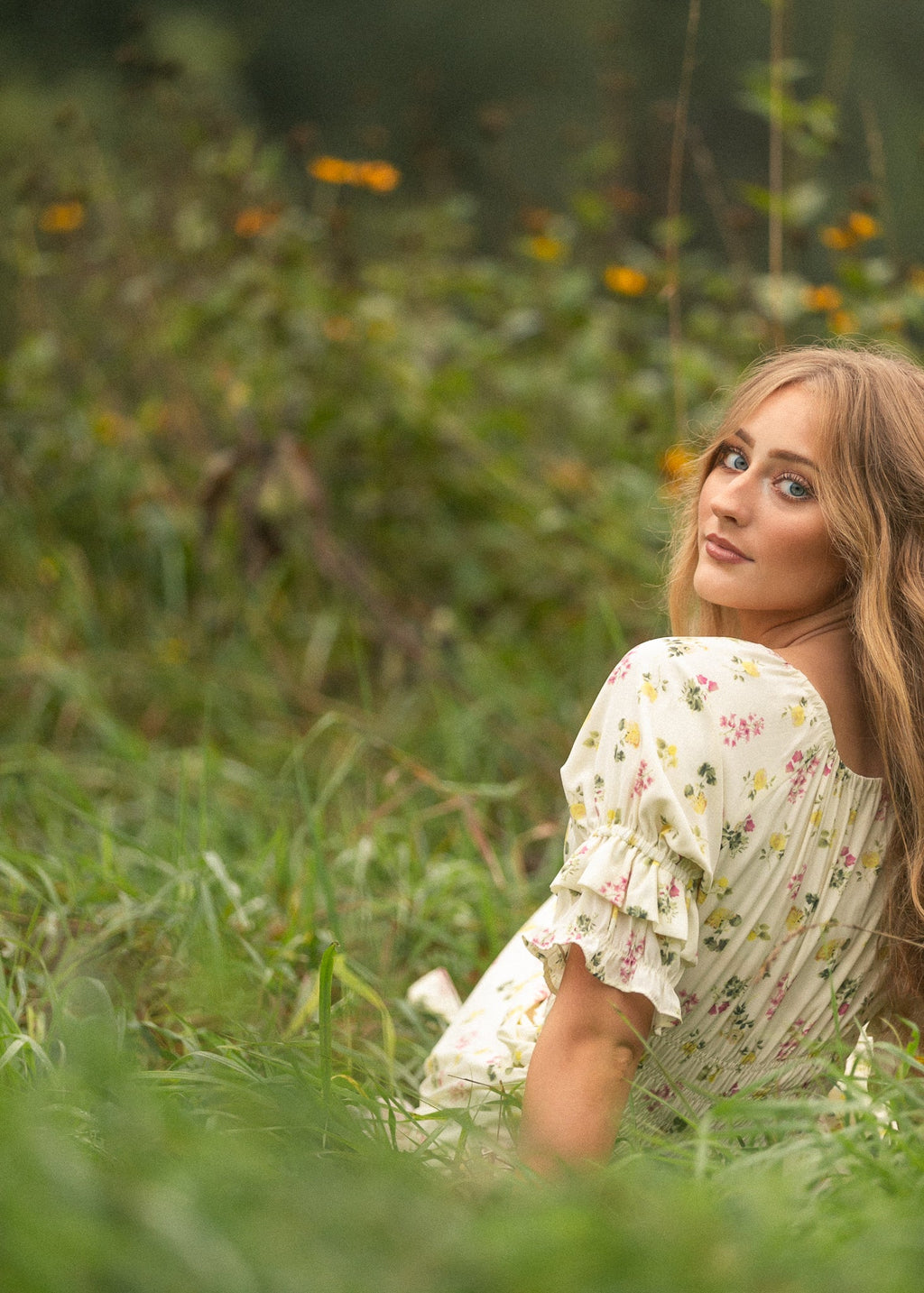 Inherit Co. Celine Puff Sleeve Floral Maxi Dress — lifestyle context