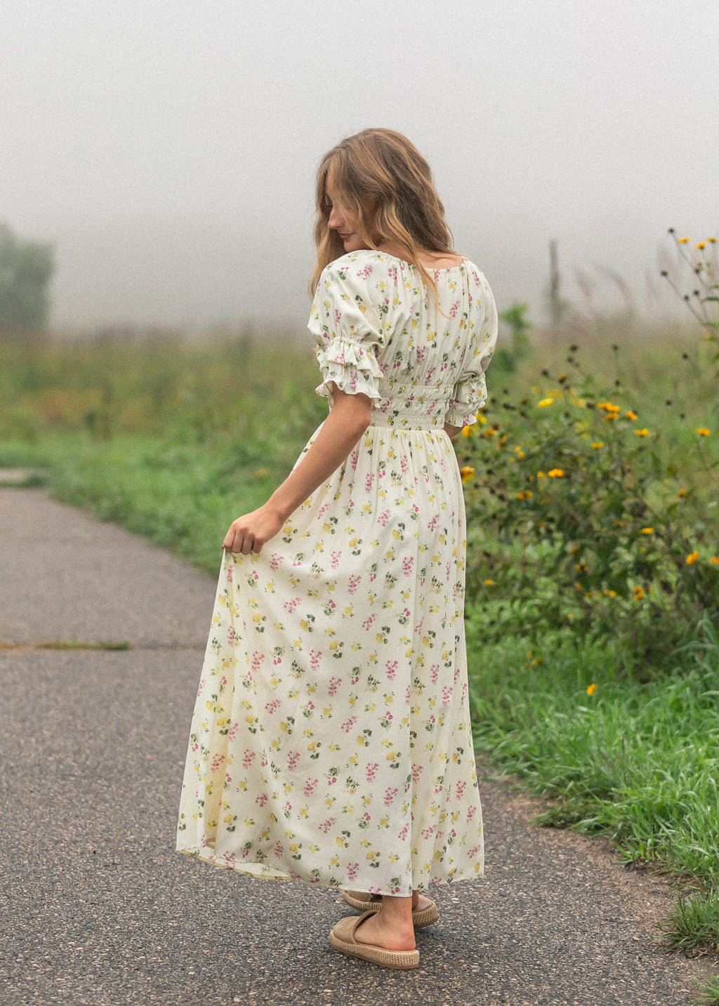 Inherit Co. Celine Puff Sleeve Floral Maxi Dress — alternative angle