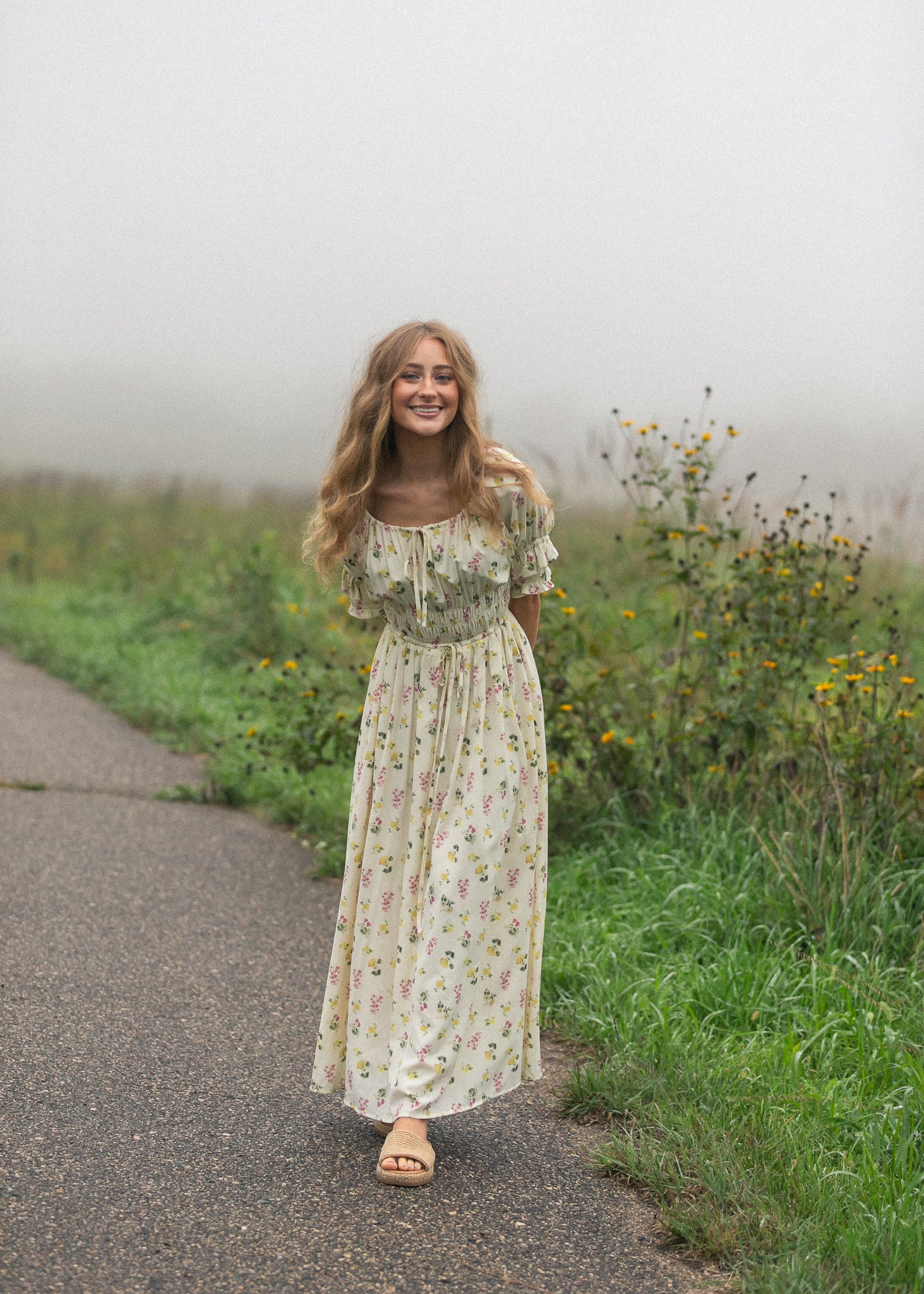 Inherit Co. Celine Puff Sleeve Floral Maxi Dress — main product shot