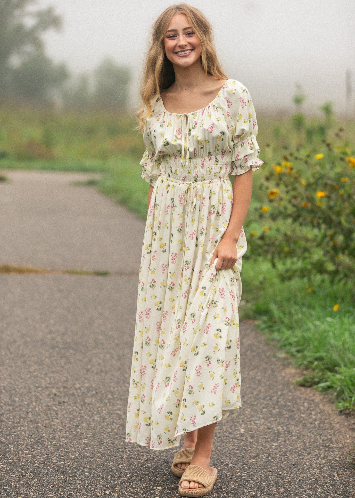 Inherit Co. Celine Puff Sleeve Floral Maxi Dress — packaging