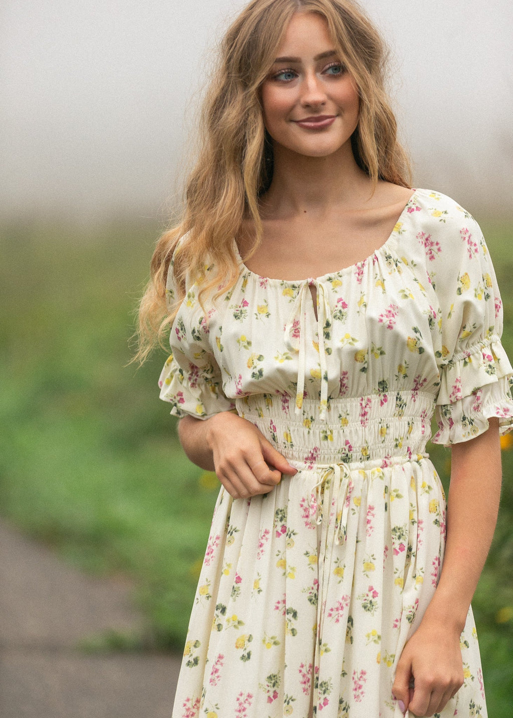 Inherit Co. Celine Puff Sleeve Floral Maxi Dress — feature highlight