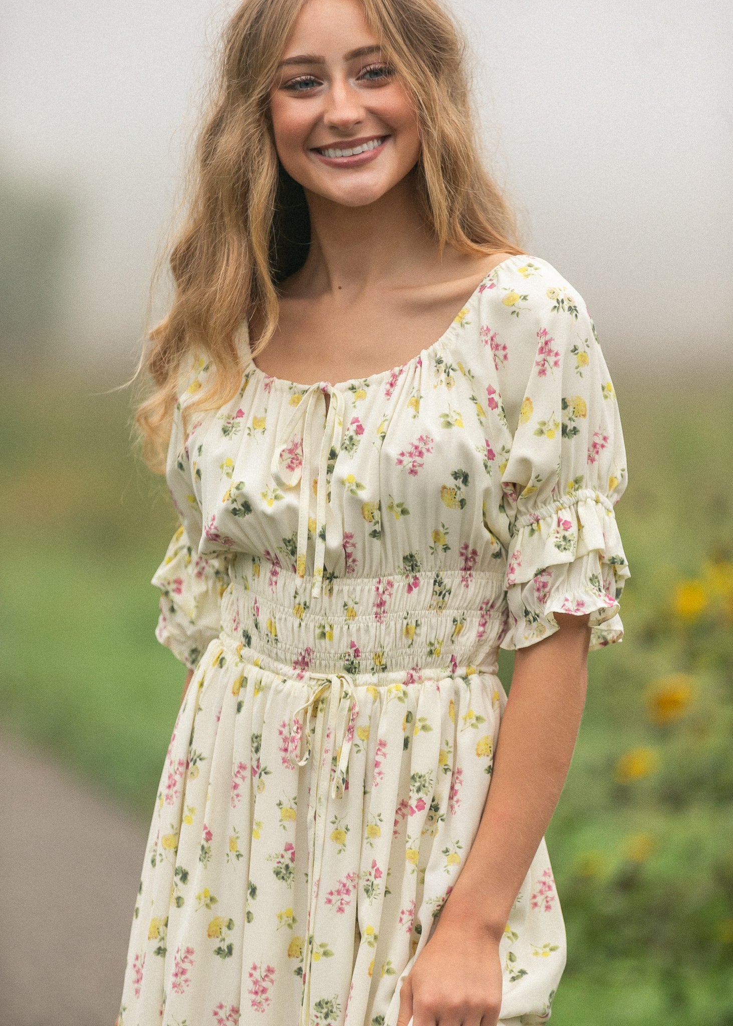 Inherit Co. Celine Puff Sleeve Floral Maxi Dress — alternative angle