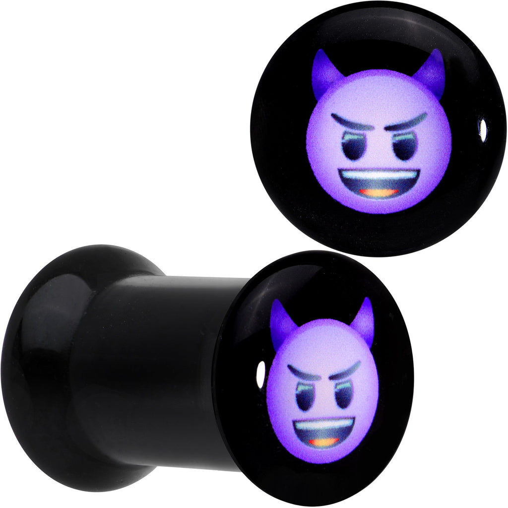BodyCandy 2G Licensed Purple Devil emoji Acrylic Double Flare Plug Set — main product shot