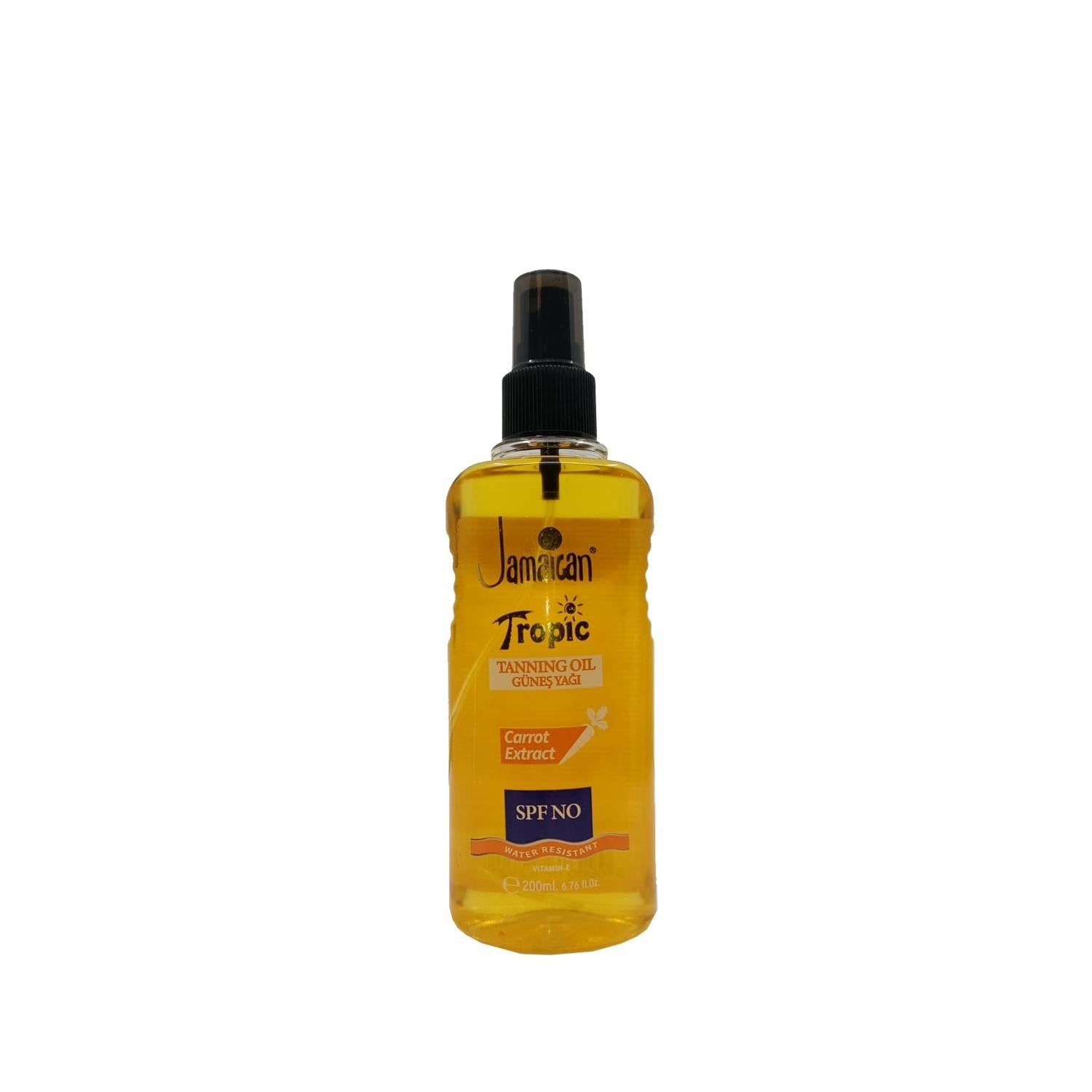 Jamaican Tropic Sunscreen Oil with Carrot SPF - 200ml, Natural Sun Protection for Outdoor Activities