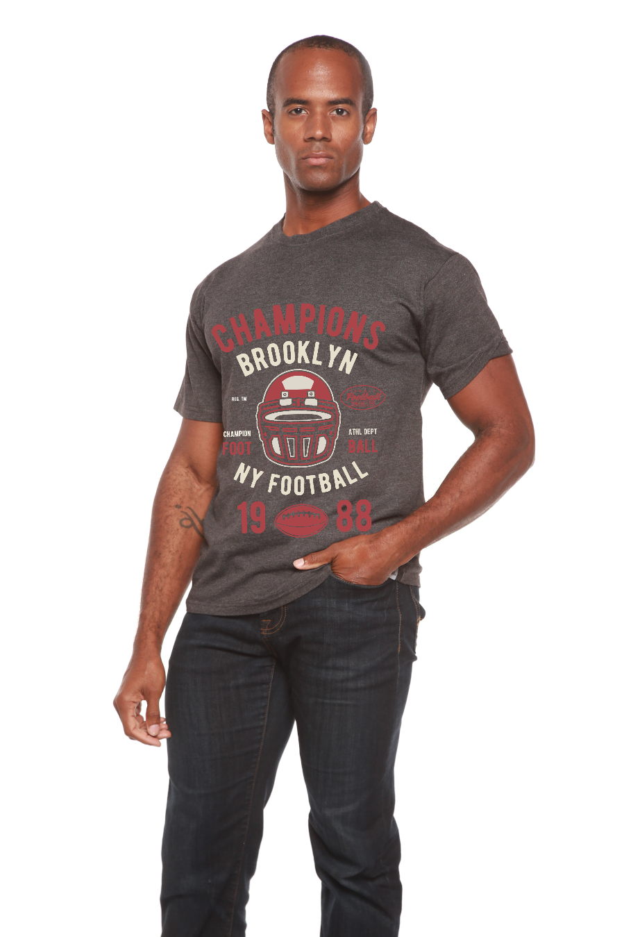 Spun Bamboo Champions Brooklyn Men's Bamboo Viscose/Organic Cotton Short Sleeve Graphic T-Shirt — product on model