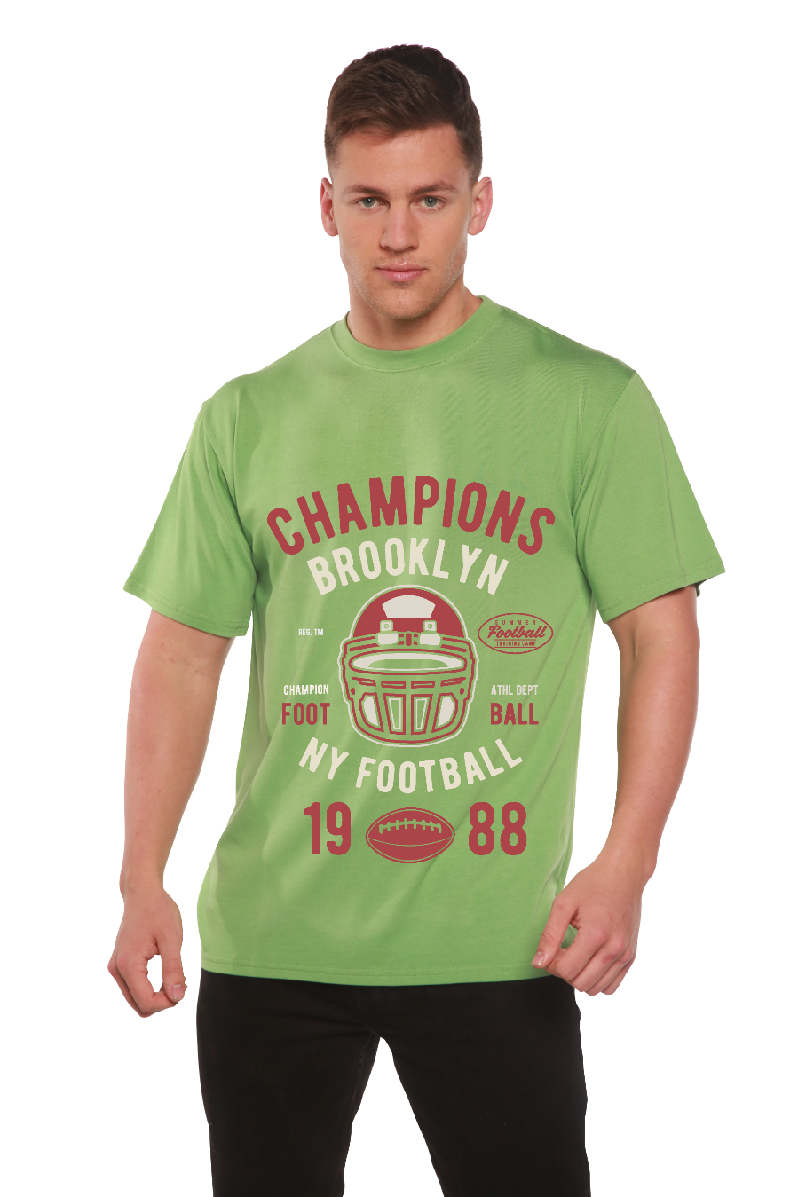 Spun Bamboo Champions Brooklyn Men's Bamboo Viscose/Organic Cotton Short Sleeve Graphic T-Shirt — back view