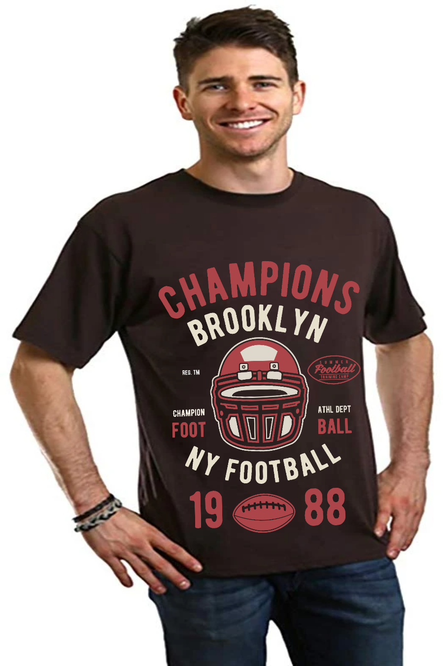 Spun Bamboo Champions Brooklyn Men's Bamboo Viscose/Organic Cotton Short Sleeve Graphic T-Shirt — side view