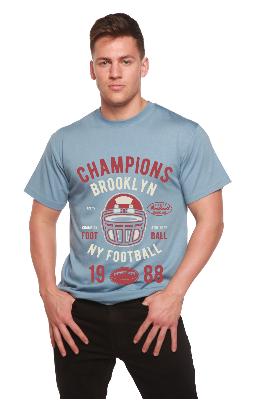 Spun Bamboo Champions Brooklyn Men's Bamboo Viscose/Organic Cotton Short Sleeve Graphic T-Shirt — feature highlight