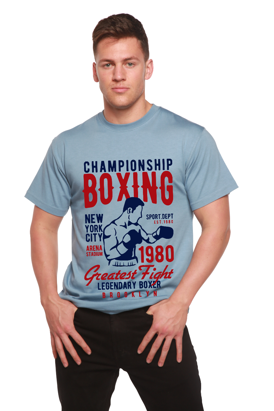 Spun Bamboo Championship Boxing Men's Bamboo Viscose/Organic Cotton Short Sleeve Graphic T-Shirt — main product shot