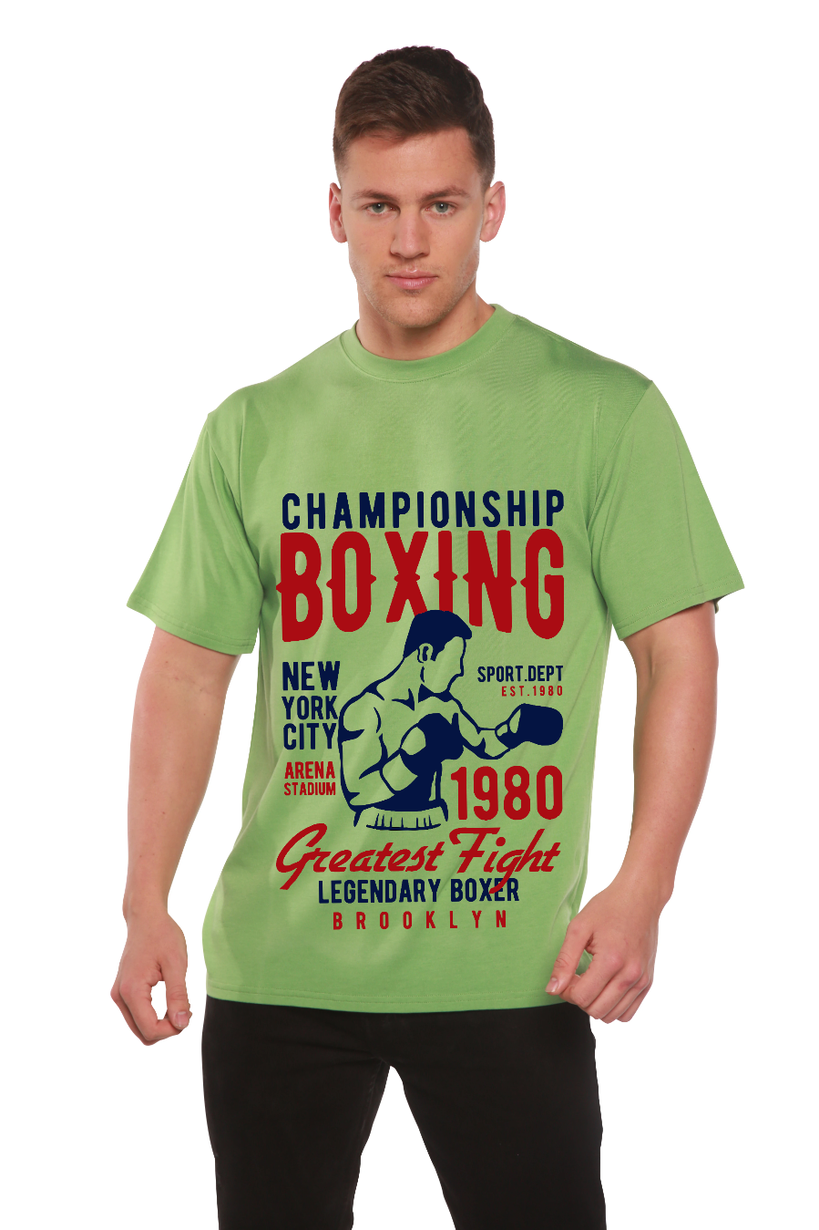 Spun Bamboo Championship Boxing Men's Bamboo Viscose/Organic Cotton Short Sleeve Graphic T-Shirt — back view