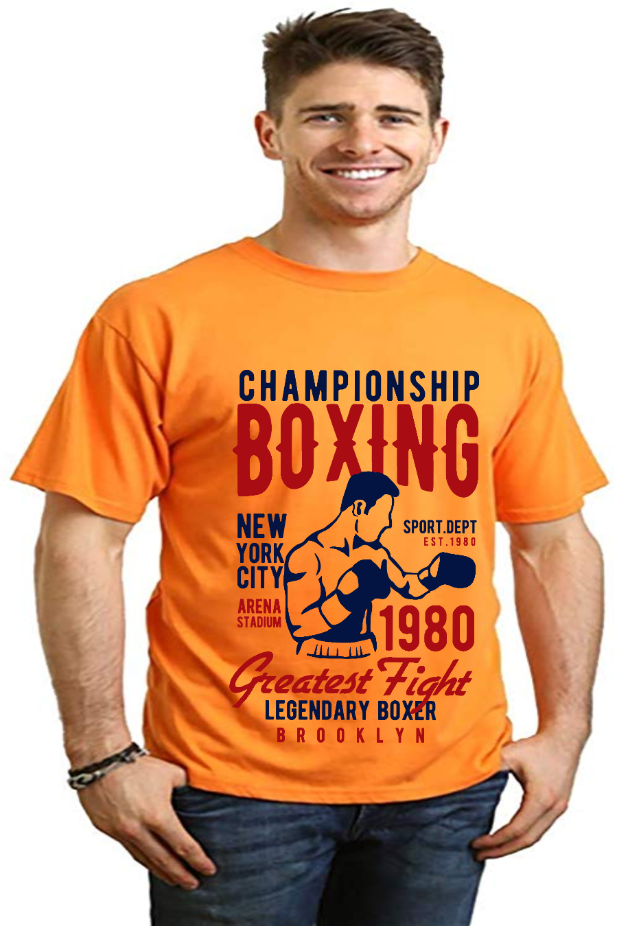 Spun Bamboo Championship Boxing Men's Bamboo Viscose/Organic Cotton Short Sleeve Graphic T-Shirt — size reference