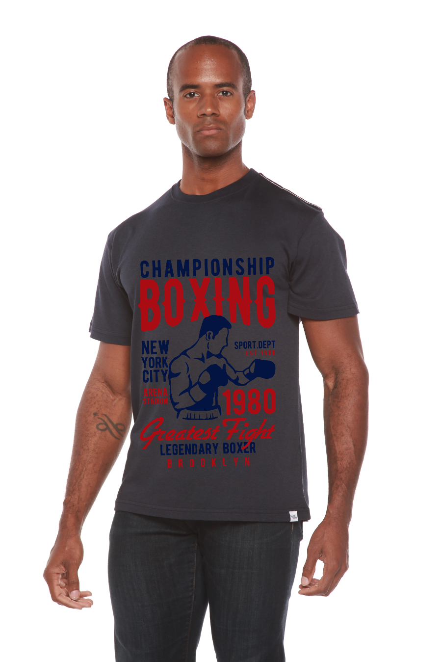 Spun Bamboo Championship Boxing Men's Bamboo Viscose/Organic Cotton Short Sleeve Graphic T-Shirt — lifestyle context