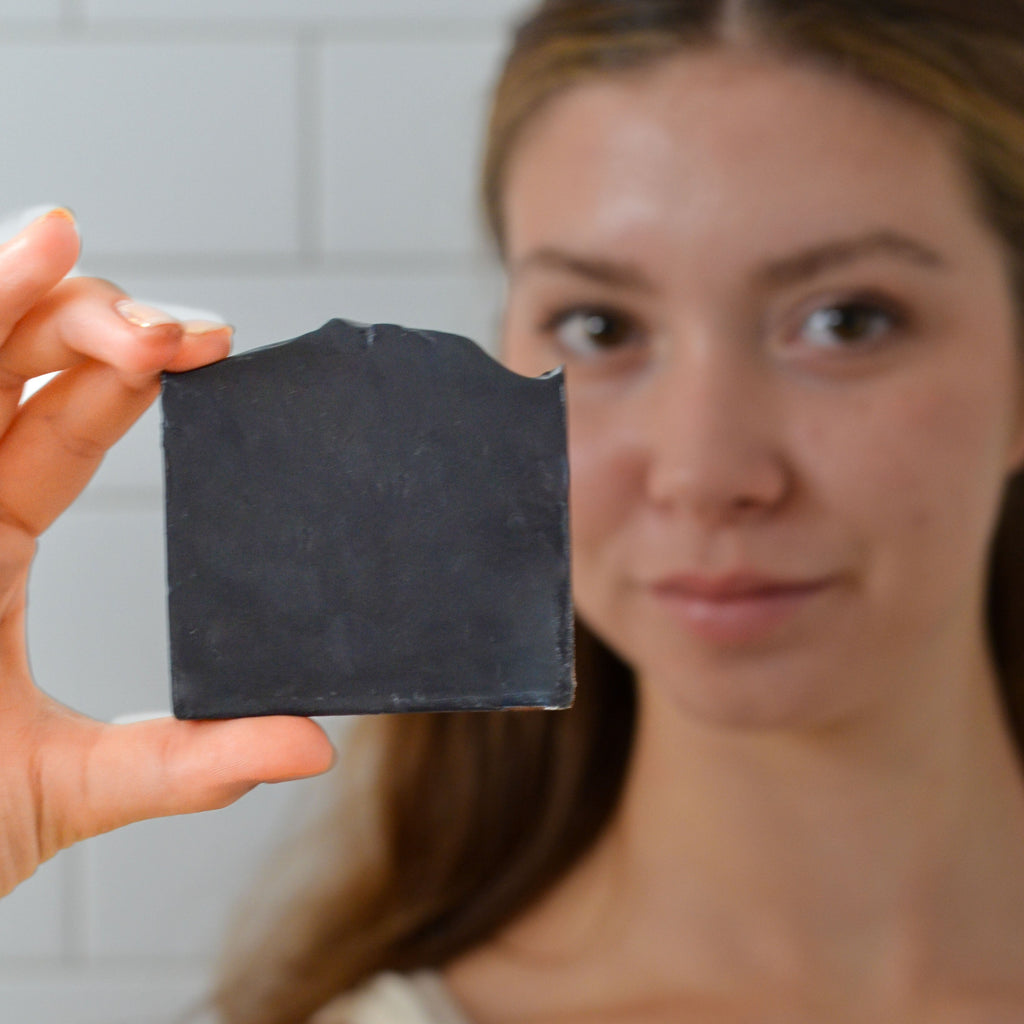 Pretty farm girl Clarifying Charcoal Bar Handmade Tallow and Goat Milk Soap Bar — side view