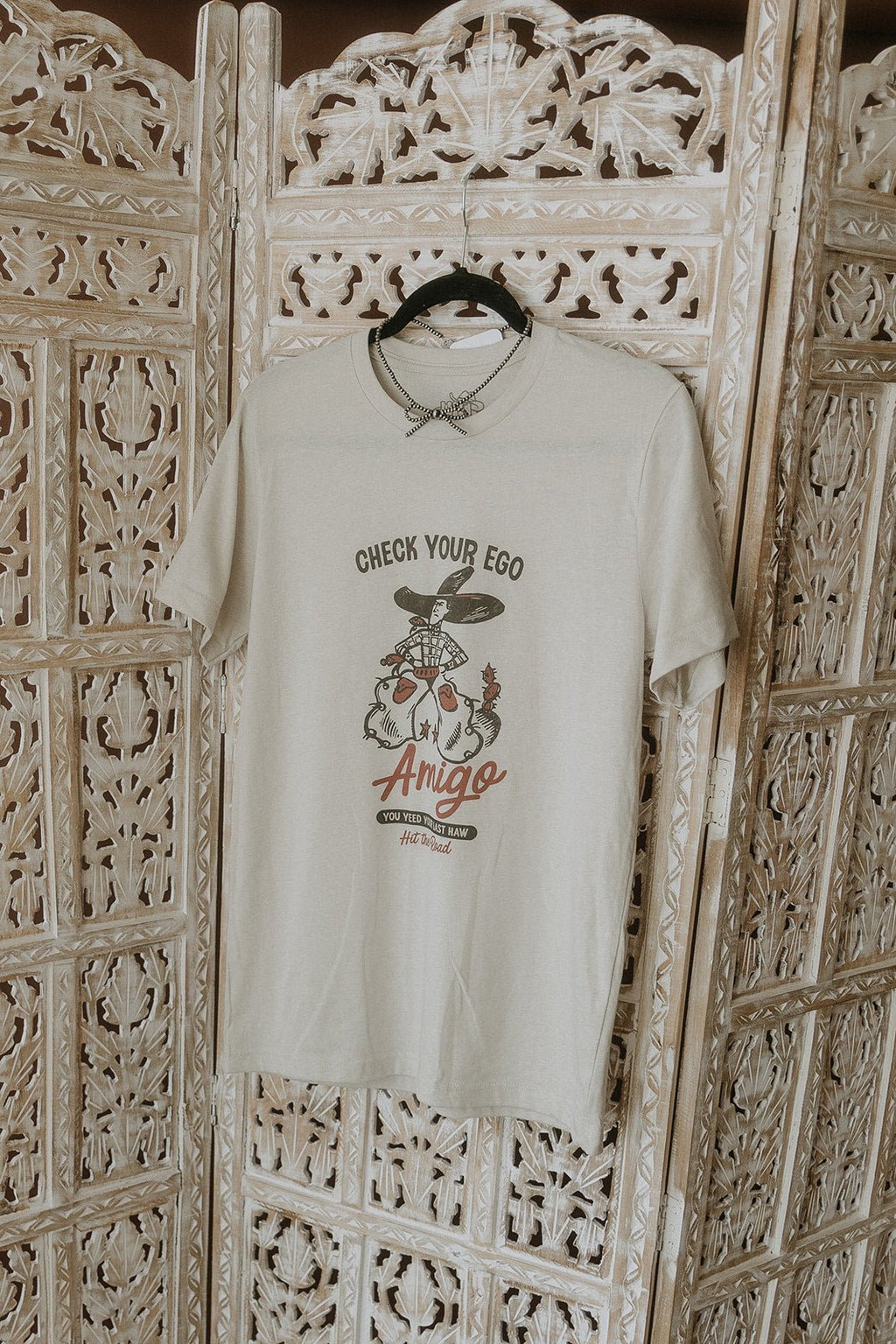 Wild Junkie Check Your Ego Amigo Cowboy Graphic Tee — back view