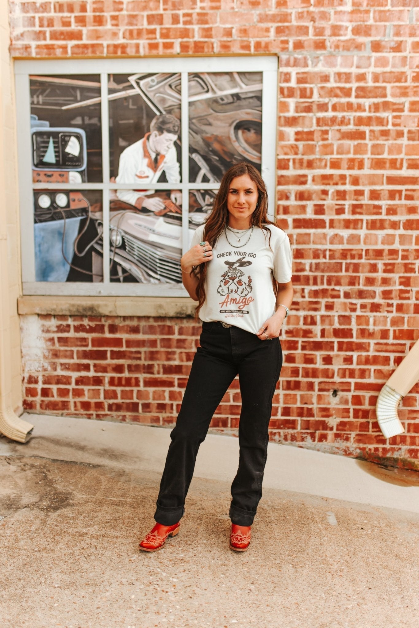Wild Junkie Check Your Ego Amigo Cowboy Graphic Tee — alternative angle