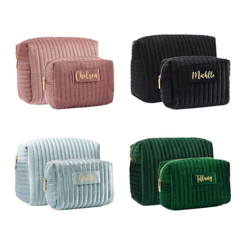Mariam's Collection Checkered Velvet Cosmetic Case Multi-Functional Travel Organizer Toiletry Bag… — lifestyle worn / used context