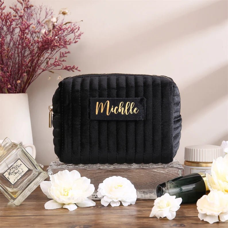 Mariam's Collection Checkered Velvet Cosmetic Case Multi-Functional Travel Organizer Toiletry Bag… — detail shot 9