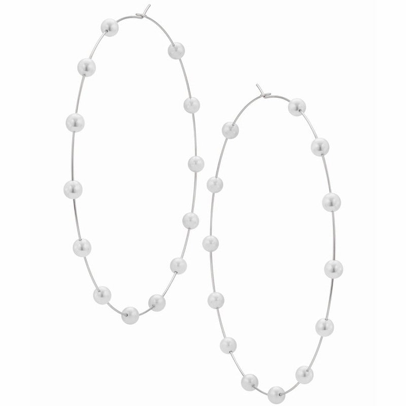 Mariam's Collection Chic Pearl Earrings Hoop Oversized Earrings (MAC320) — detail shot 6