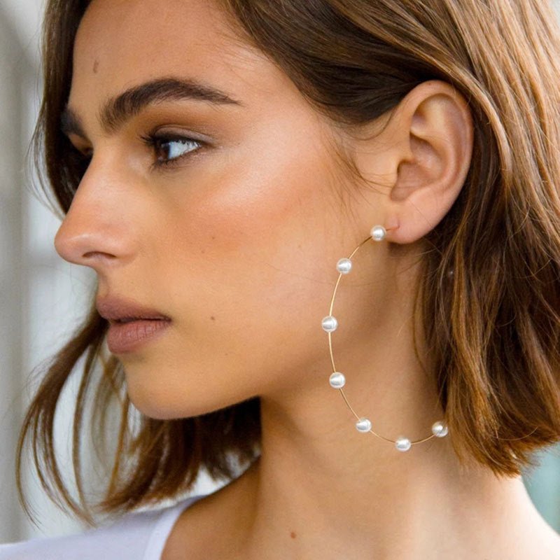 Mariam's Collection Chic Pearl Earrings Hoop Oversized Earrings (MAC320) — product category context