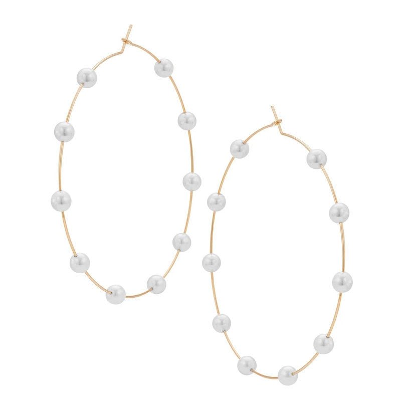 Mariam's Collection Chic Pearl Earrings Hoop Oversized Earrings (MAC320) — feature highlight