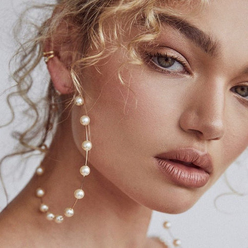Chic Pearl Earrings Hoop Oversized Earrings (MAC320)