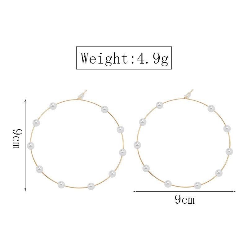 Mariam's Collection Chic Pearl Earrings Hoop Oversized Earrings (MAC320) — detail shot 8