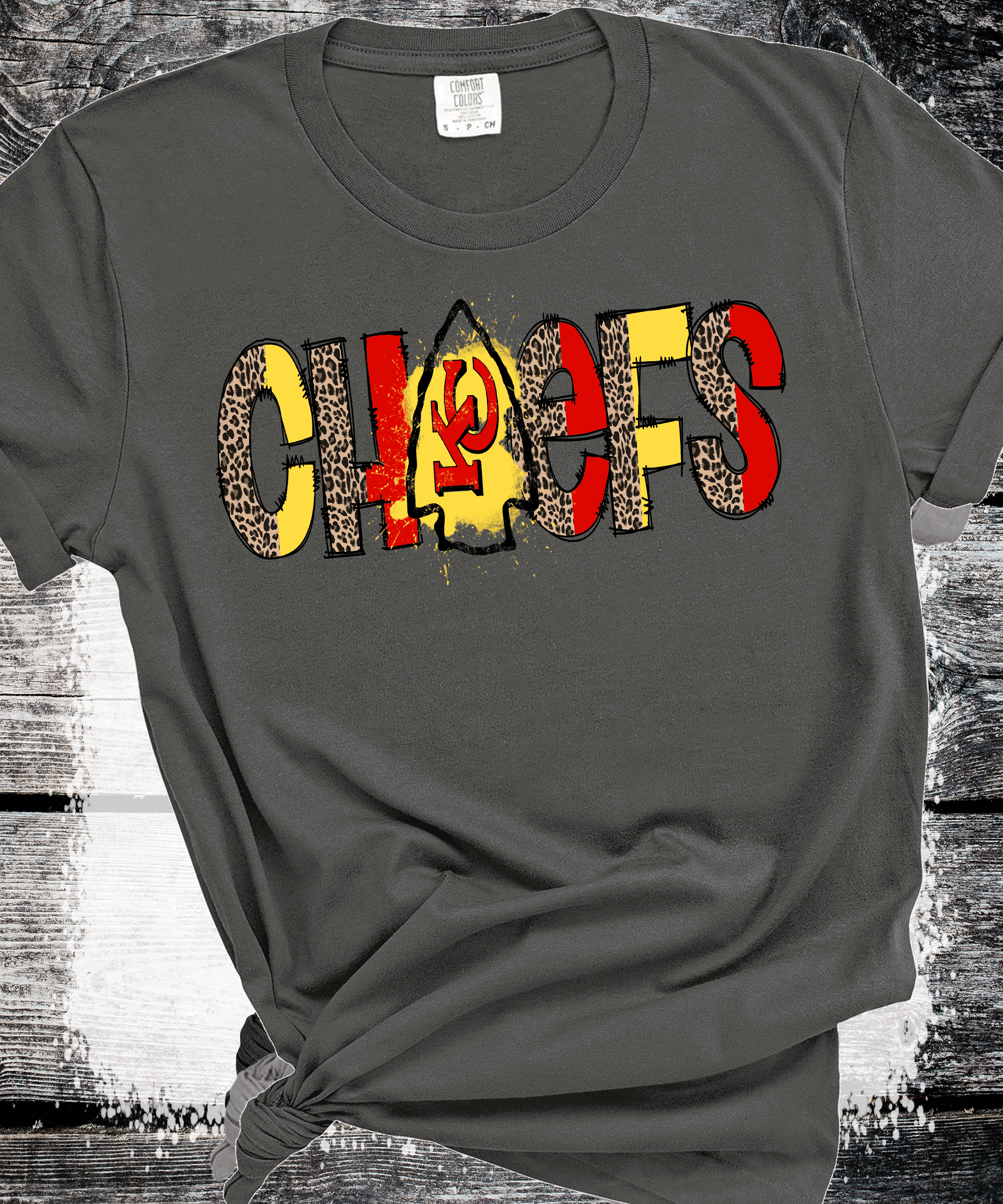 A Blessed Texas Mess Boutique Chiefs Leopard print Football Sweatshirt, Chiefs T-shirt And Hoodie, Trending… — detail shot 6