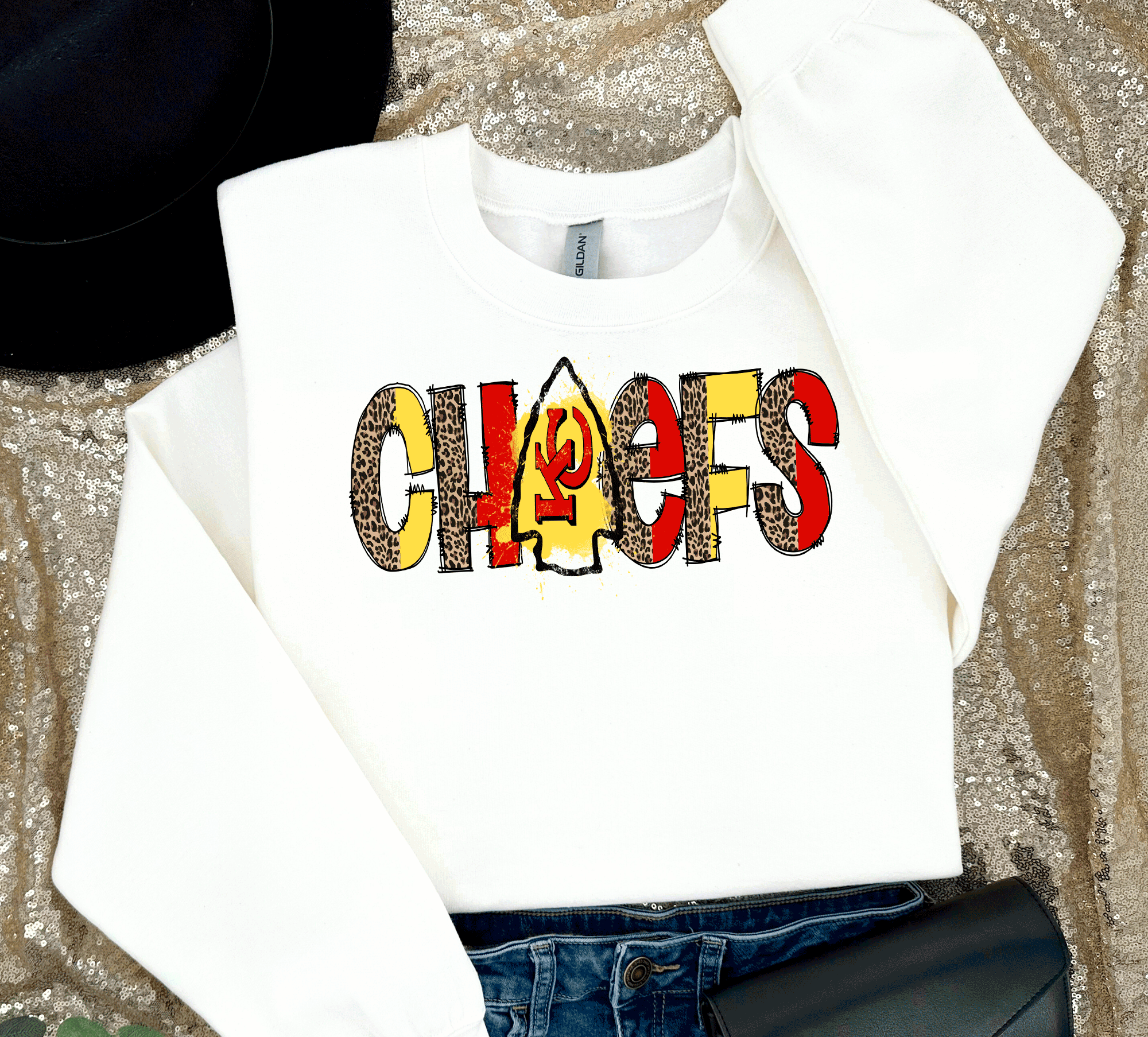A Blessed Texas Mess Boutique Kansas City Football Sweatshirt, Chiefs T-shirt And Hoodie, Trending KC Fan… — detail shot 6