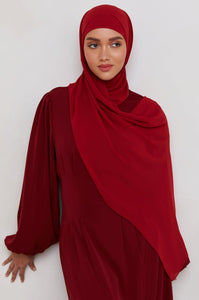 Chiffon LITE Hijab - Deep Red Veiled 