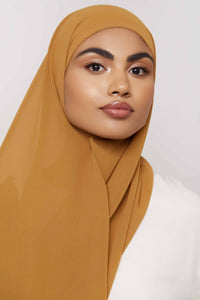 Chiffon Organza Trim Hijab - Brown Sugar Accessories Veiled 