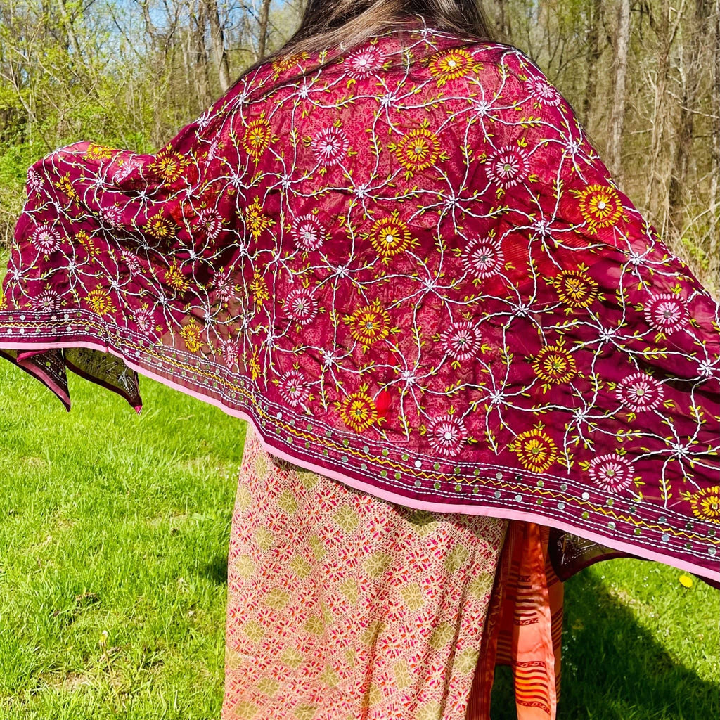 Darn Good Yarn Darn Good Yarn Chiffon Phulkari Scarf — clothing and accessories category context