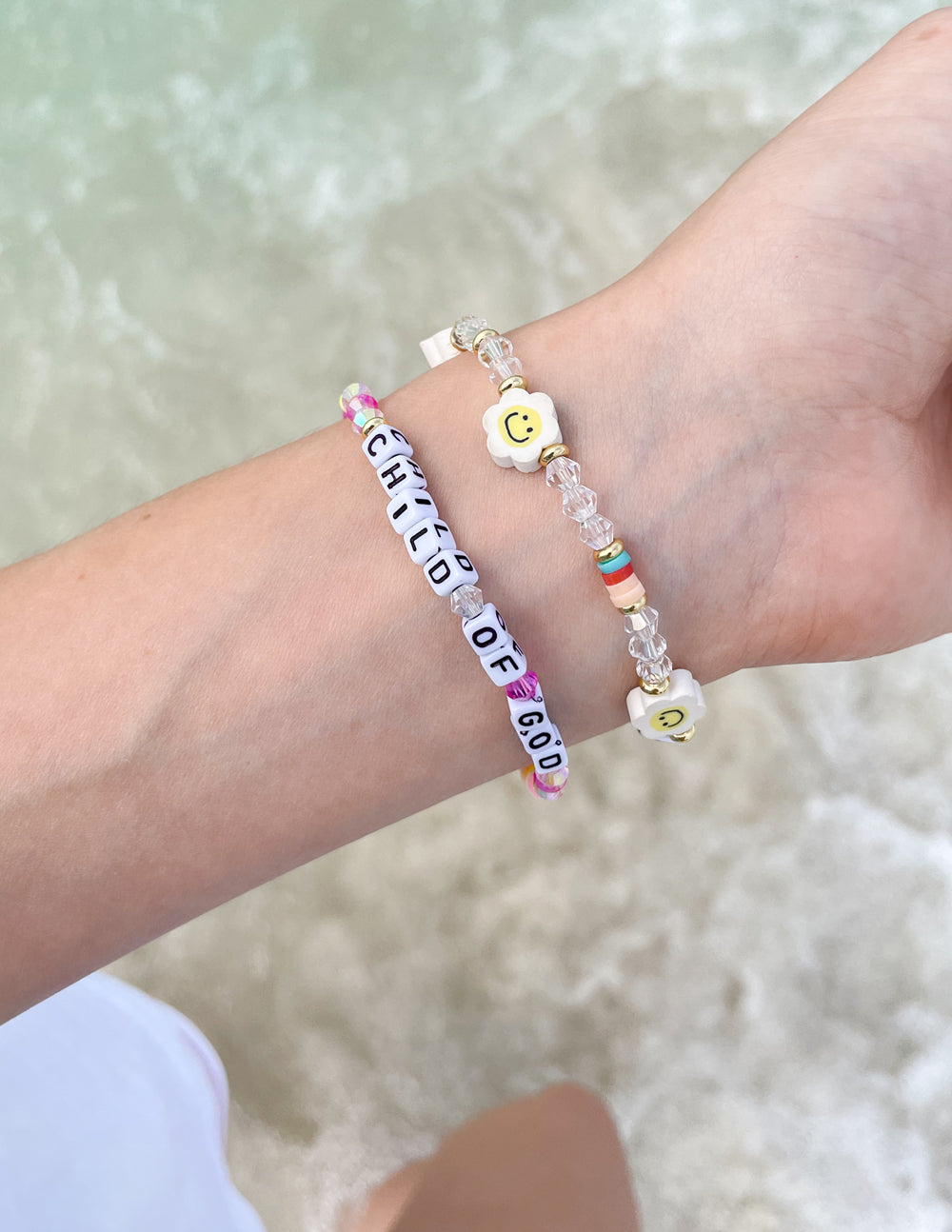 Elevated Faith Child of God Letter Bracelet — detail close-up