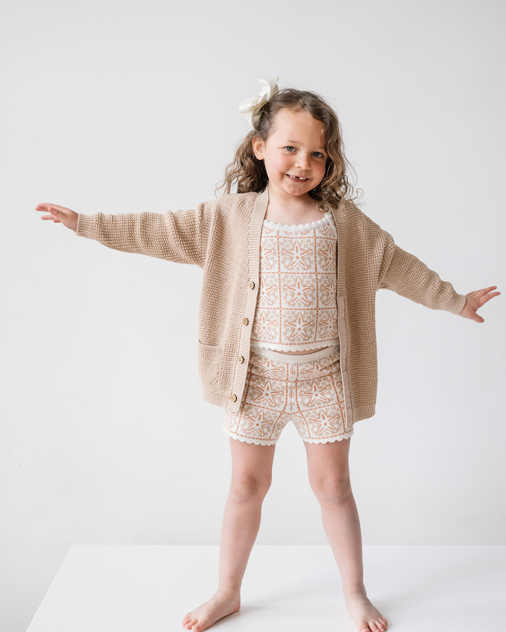 Dear Hayden Wren Cardigan Sand Dollar — main product shot
