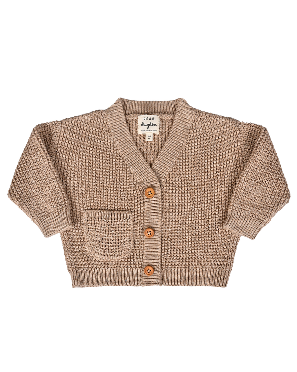 Dear Hayden Wren Cardigan Sand Dollar — detail close-up