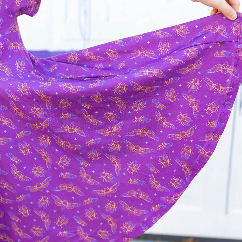 Princess Awesome & Boy Wonder "Emergence" Cicadas Super Twirler Dress with Pockets — lifestyle worn / used context