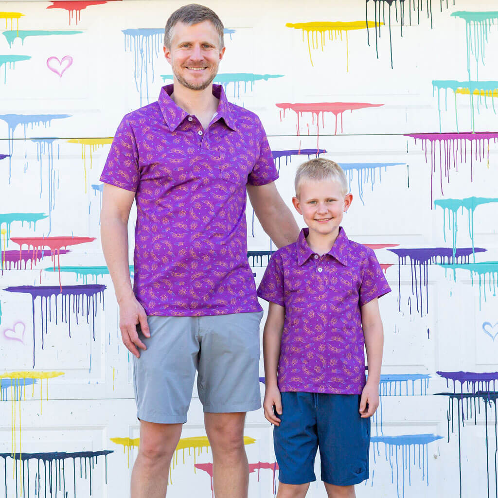 Princess Awesome & Boy Wonder Adult "Emergence" Cicadas Short Sleeve Polo Shirt — main product shot
