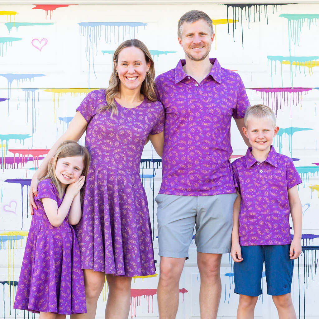 Princess Awesome & Boy Wonder Adult "Emergence" Cicadas Short Sleeve Polo Shirt — Short Sleeve detail
