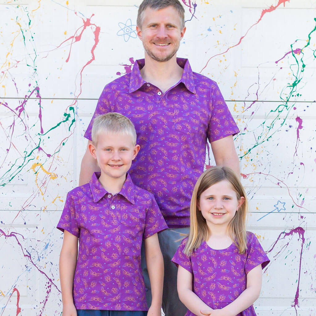 Princess Awesome & Boy Wonder Adult "Emergence" Cicadas Short Sleeve Polo Shirt — lifestyle worn / used context