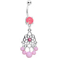 BodyCandy Pink Faux Opal Lotus Flower Dreamcatcher Dangle Belly Ring — main product shot