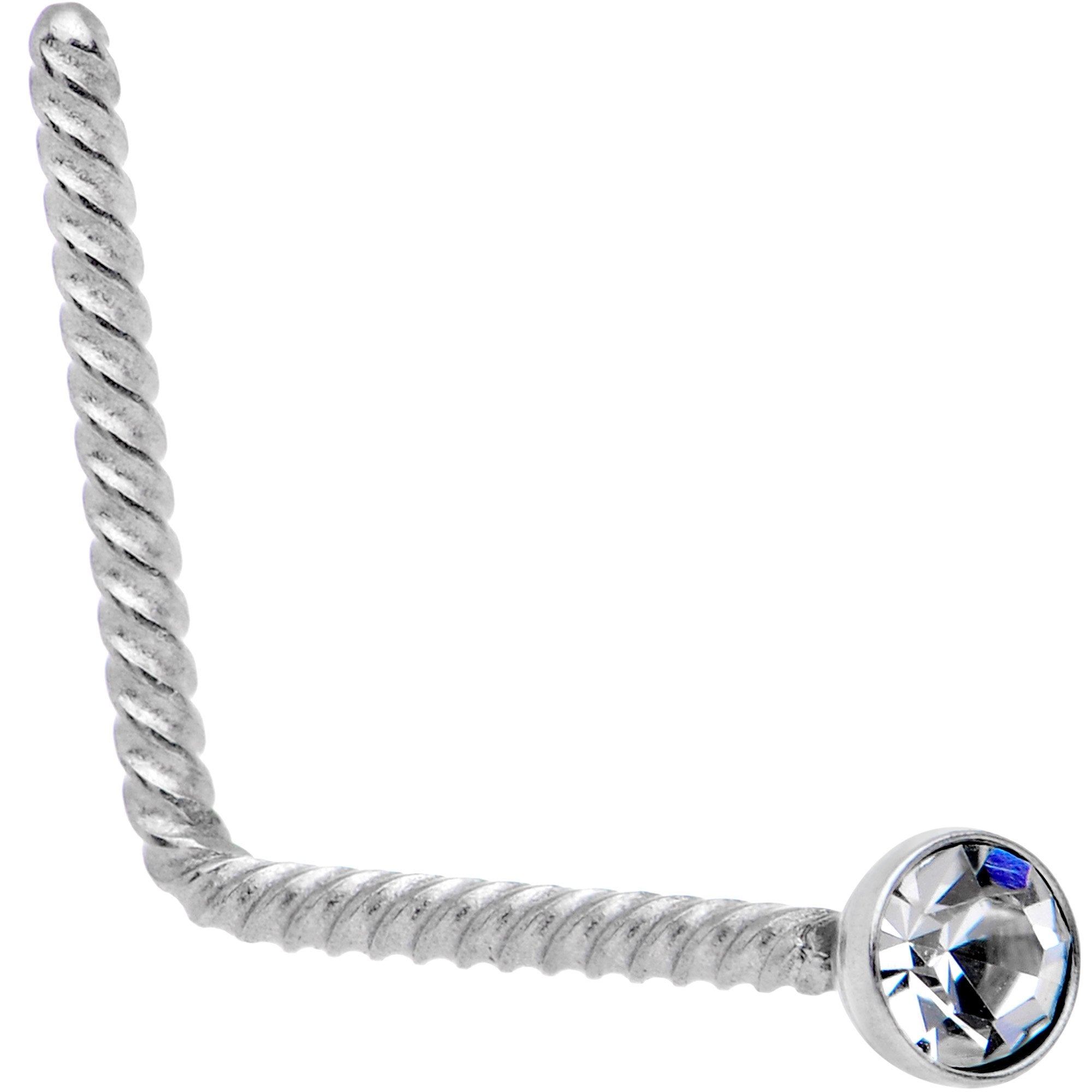 BodyCandy Clear 2mm Gem Inlay So Twisted L Shaped Nose Ring — main product shot