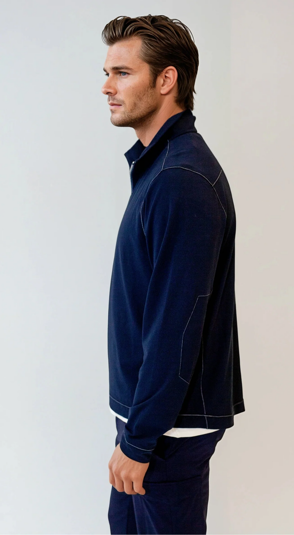 Buki Buki Cinqo Travel Half Zip - Navy — lifestyle context