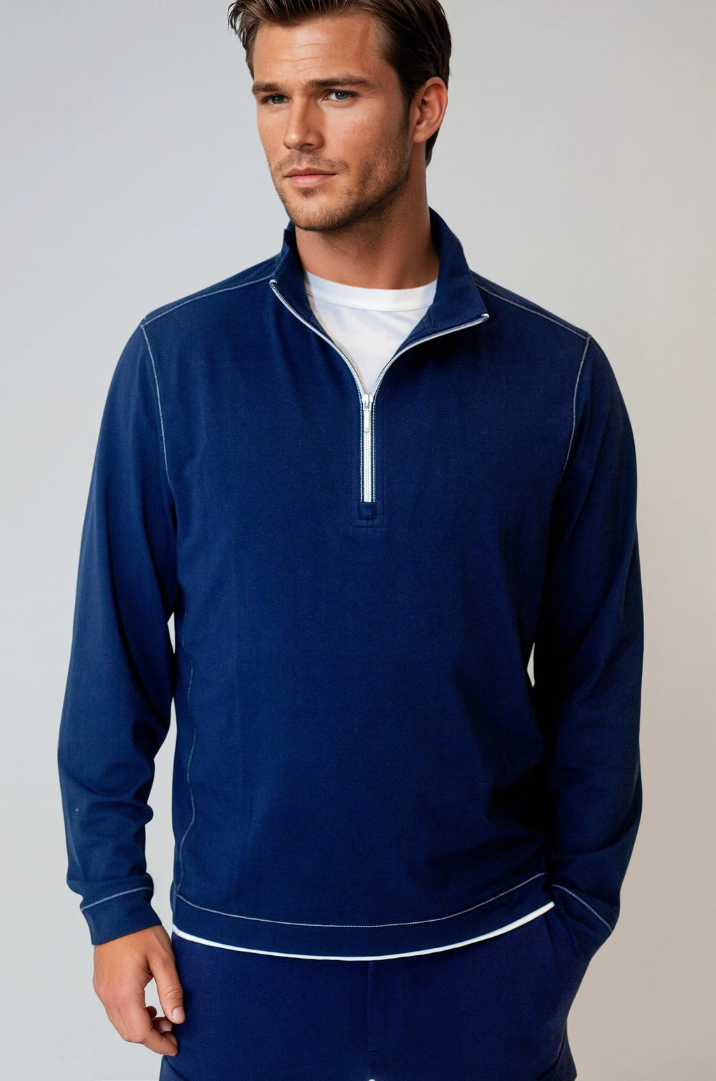 Buki Buki Cinqo Travel Half Zip 2-Pack - Navy/White — detail close-up