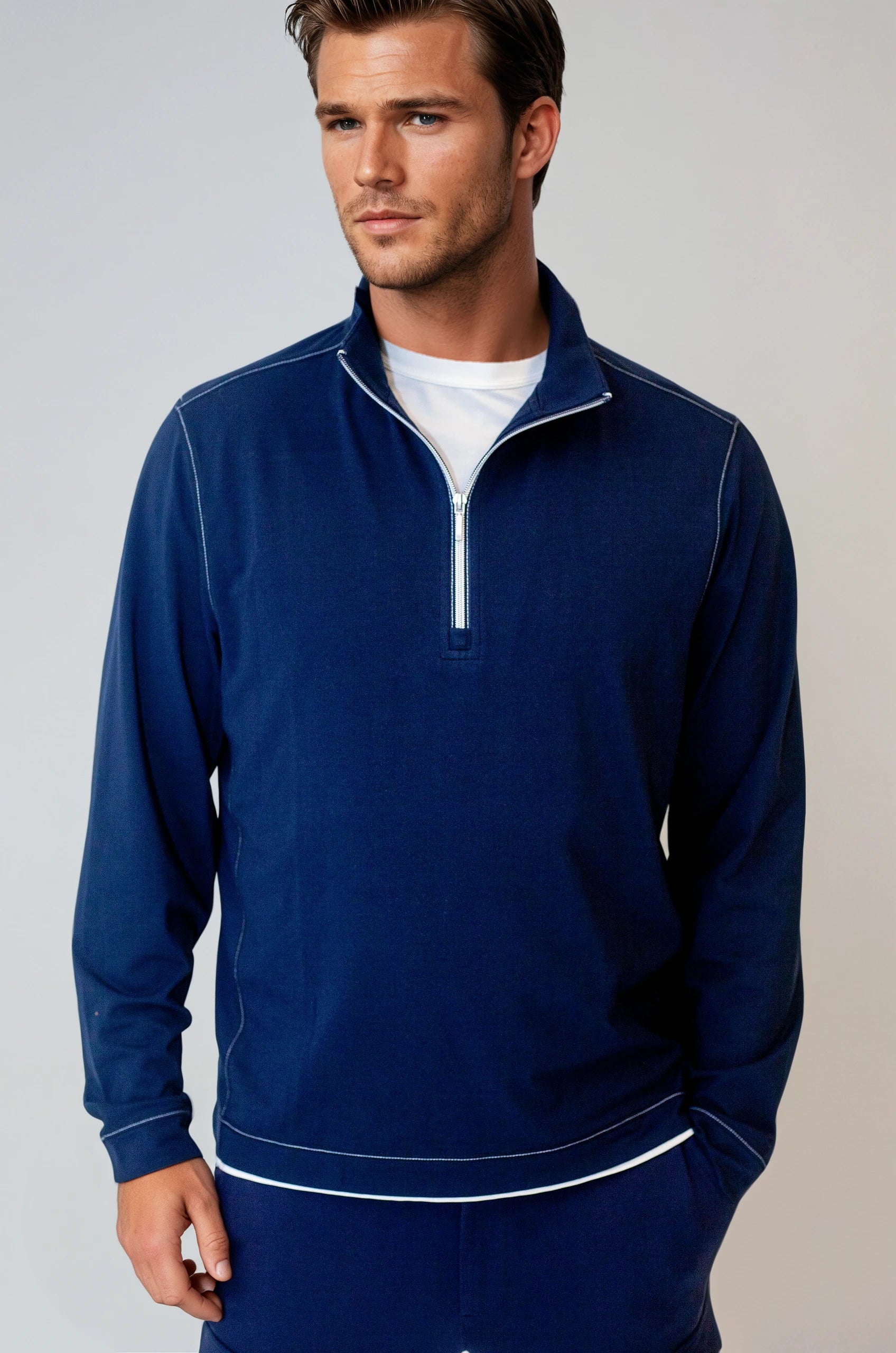 Buki Buki Cinqo Travel Half Zip 2-Pack - Navy/White — detail close-up