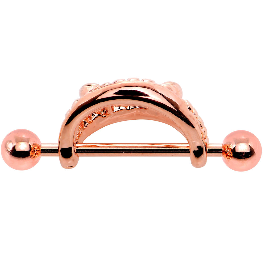 BodyCandy 14G 5/8 Rose Gold Tone Fearsome Fangs Nipple Shield Set — lifestyle context