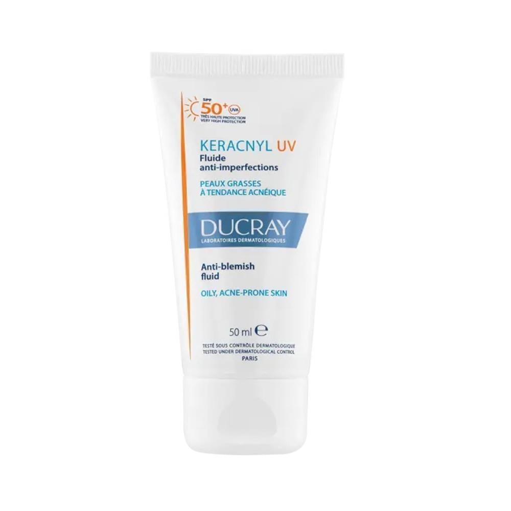 Ducray Keracnyl UV SPF50+ Anti-Blemish Sunscreen Fluid for Acne-Prone Skin - Matte Finish, Non-Comedogenic